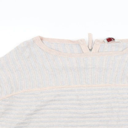 Wrap Womens Beige Striped Knit Pullover Jumper Size 12