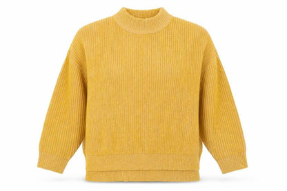 Round Womens Yellow  Knit Pullover Jumper Size M