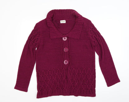 Roman Womens Red  Knit Cardigan Jumper Size M