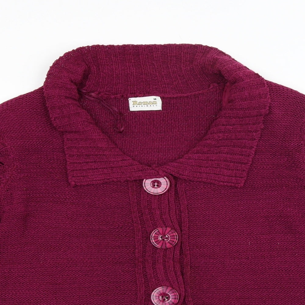 Roman Womens Red  Knit Cardigan Jumper Size M