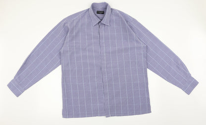 Mens UK Size L Island Earth Blue  Button-Up Long Sleeve Casual Shirt