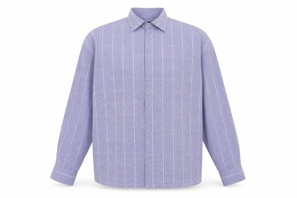 Mens UK Size L Island Earth Blue  Button-Up Long Sleeve Casual Shirt