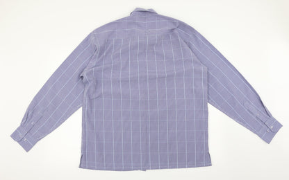 Mens UK Size L Island Earth Blue  Button-Up Long Sleeve Casual Shirt