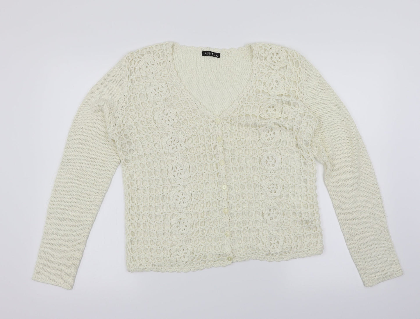 Runa Womens White   Cardigan Jumper Size L