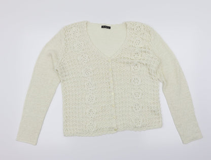 Runa Womens White   Cardigan Jumper Size L