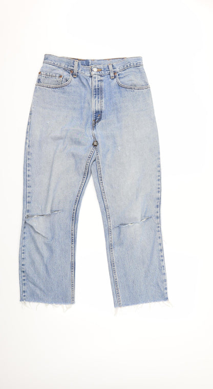 Womens UK Size 30 in Preworn Regular Fit Cropped Blue Jeans