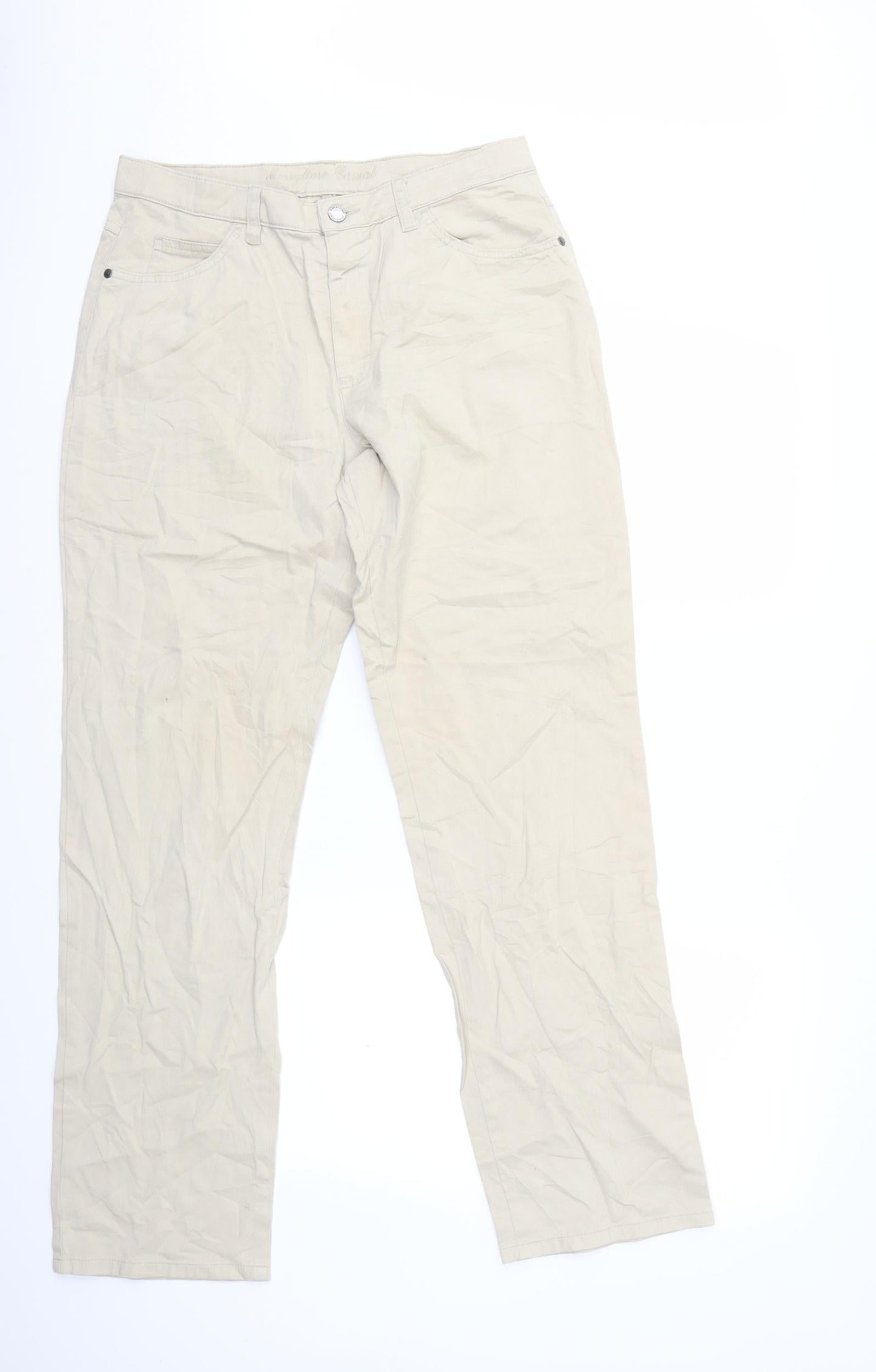 Womens UK Size 14 Preworn Regular Fit  Beige Trousers