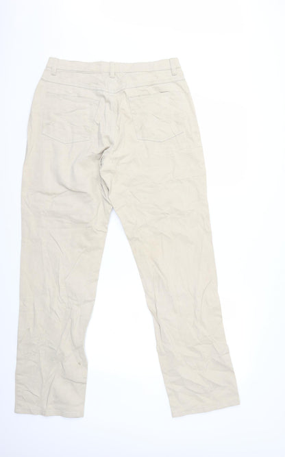Womens UK Size 14 Preworn Regular Fit  Beige Trousers