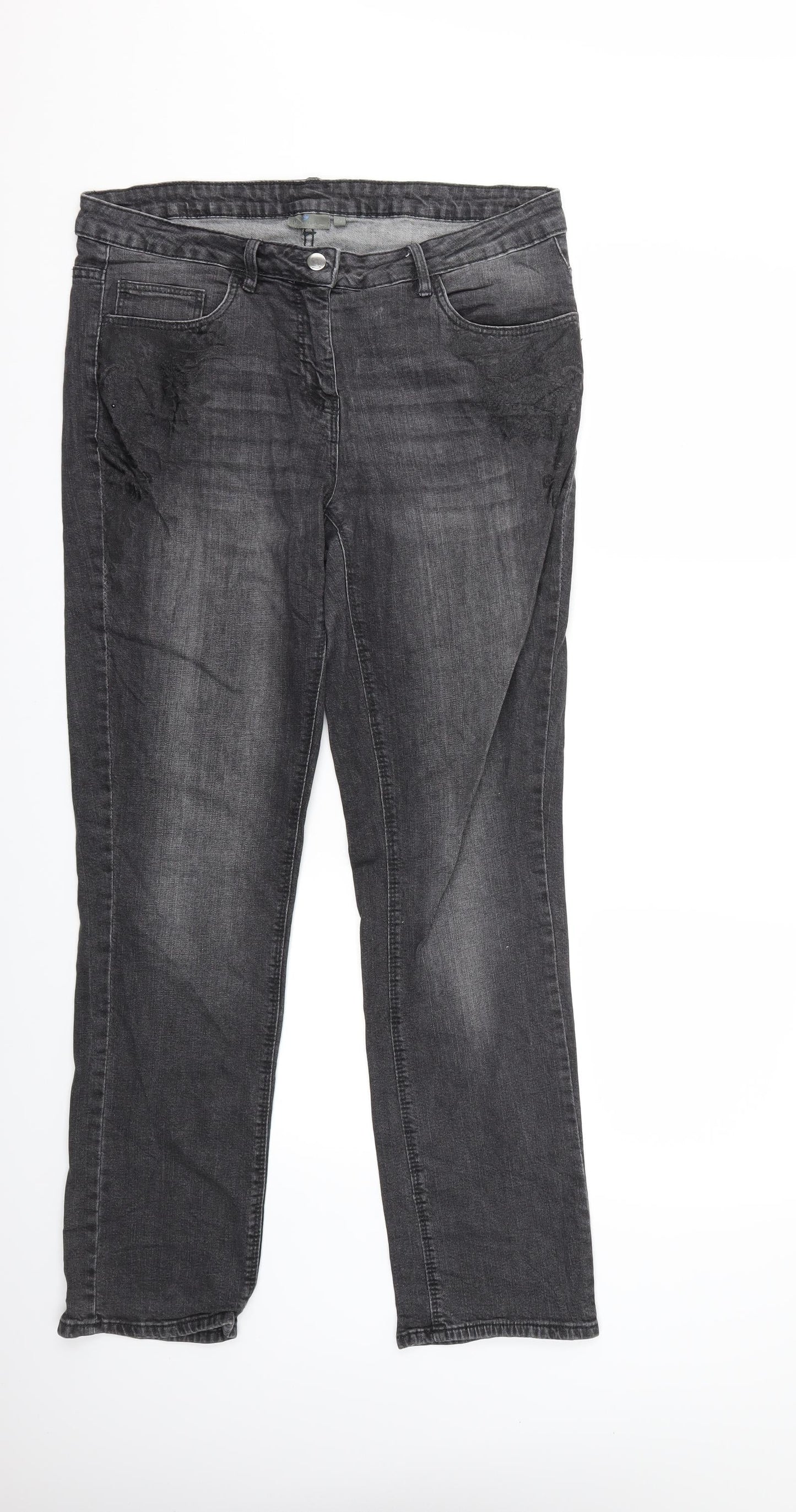 Womens UK Size 14 Blue Motion Regular Fit Straight Grey Jeans