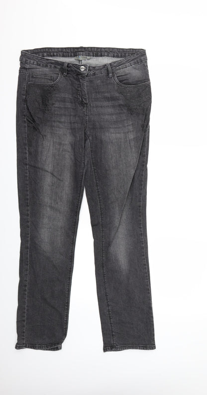 Womens UK Size 14 Blue Motion Regular Fit Straight Grey Jeans