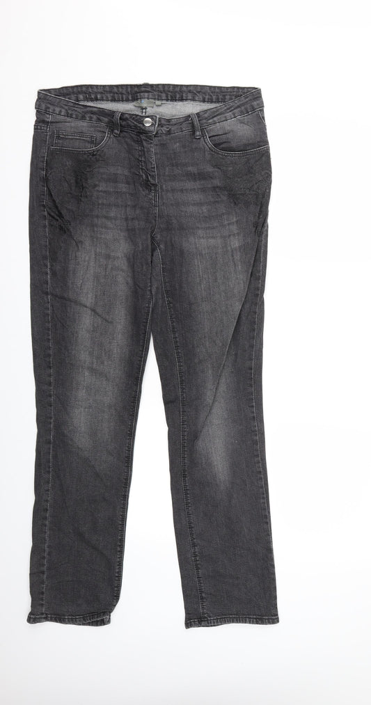 Womens UK Size 14 Blue Motion Regular Fit Straight Grey Jeans