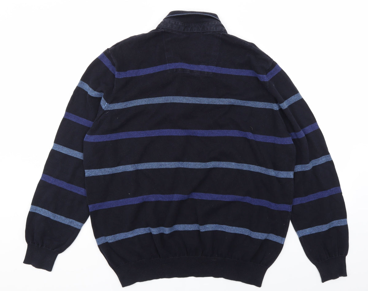 Atlantic Bay Womens Blue Striped  Pullover Jumper Size XL