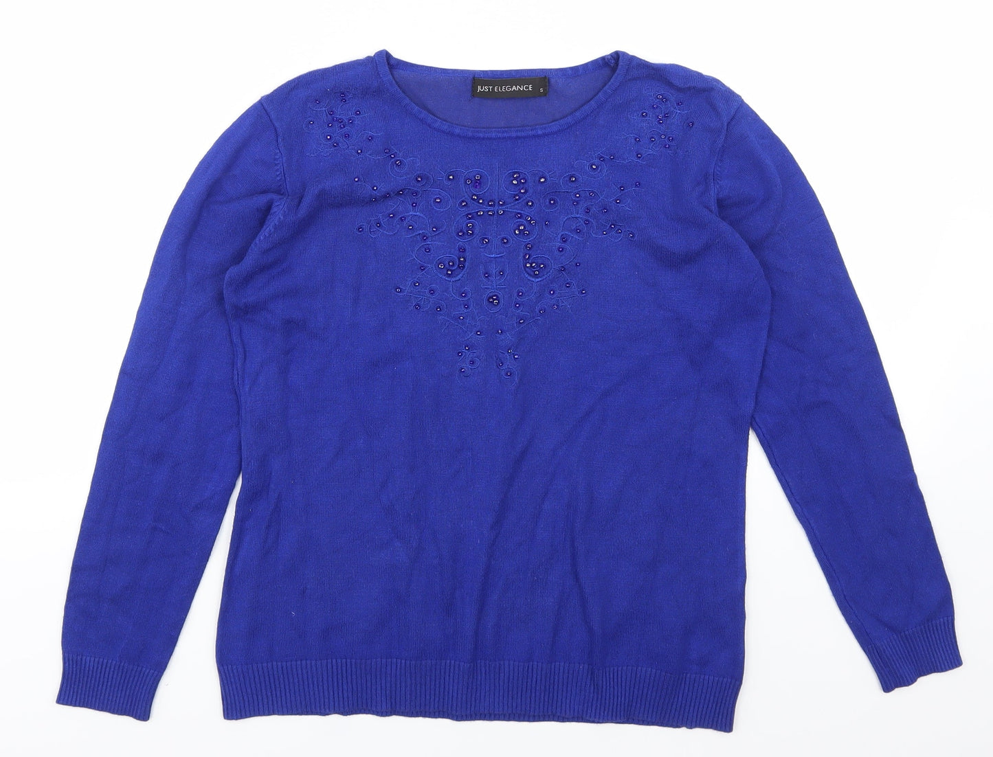 Womens UK Size S Just Elegance Blue Basic T-Shirt