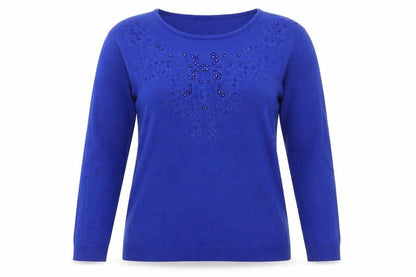 Womens UK Size S Just Elegance Blue Basic T-Shirt