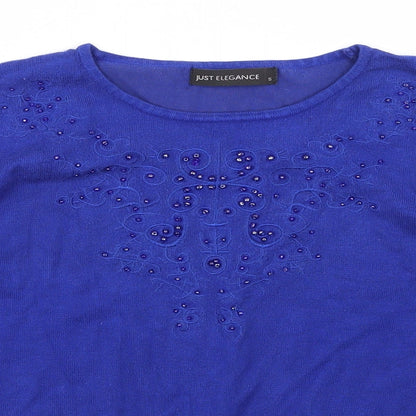 Womens UK Size S Just Elegance Blue Basic T-Shirt