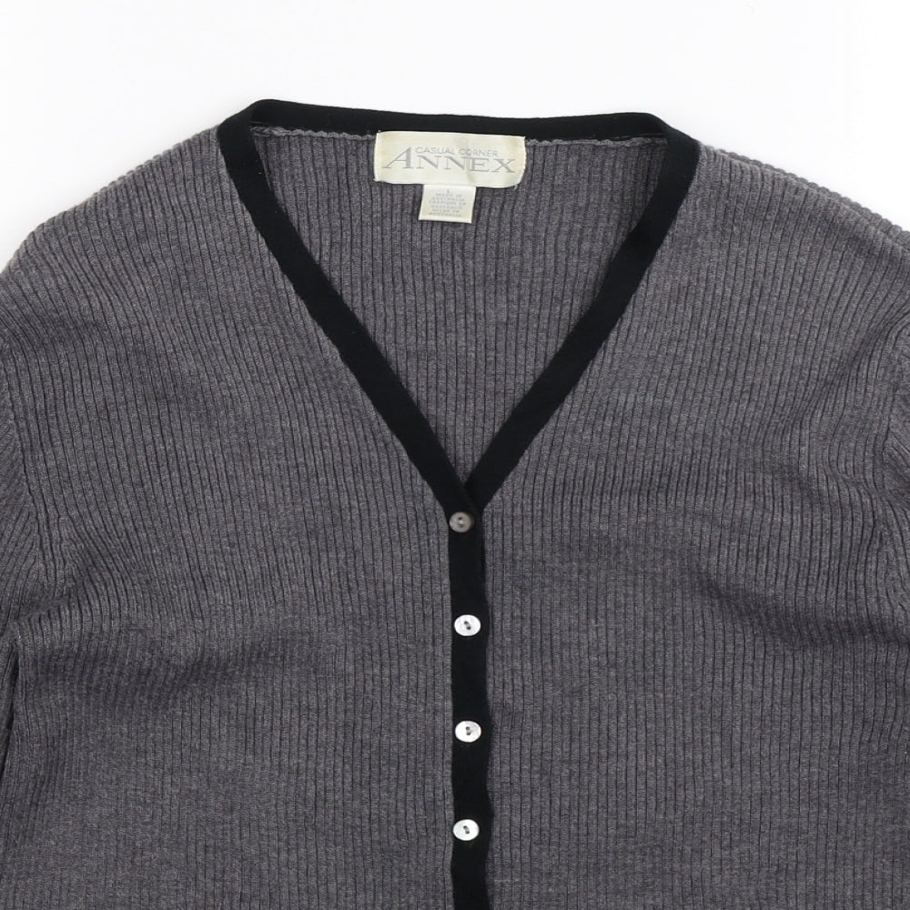 Casual Corner Annex Womens Grey  Knit Cardigan Jumper Size L