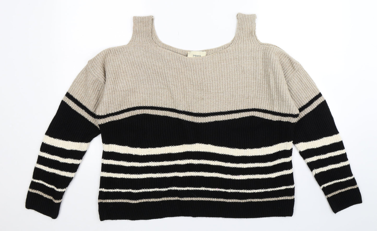 Papaya Womens Multicoloured Striped Knit Pullover Jumper Size L