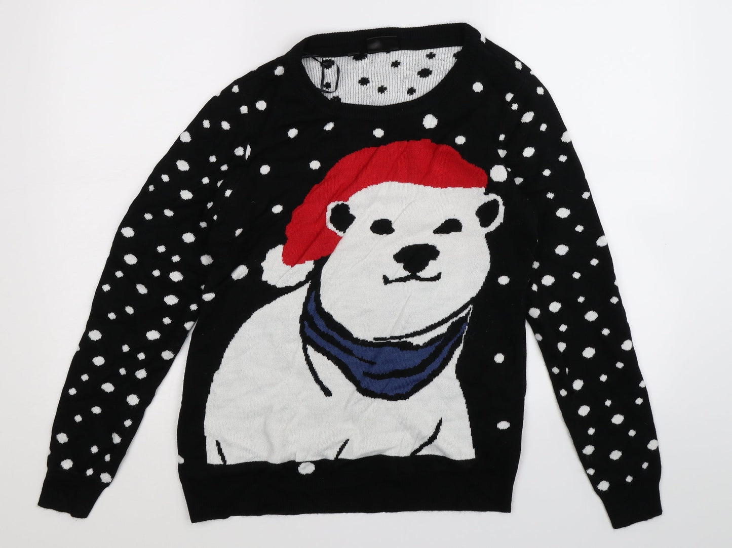 bonprix Womens Black  Knit Pullover Jumper Size S  - Christmas
