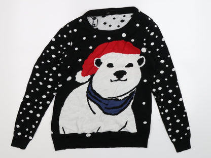 bonprix Womens Black  Knit Pullover Jumper Size S  - Christmas
