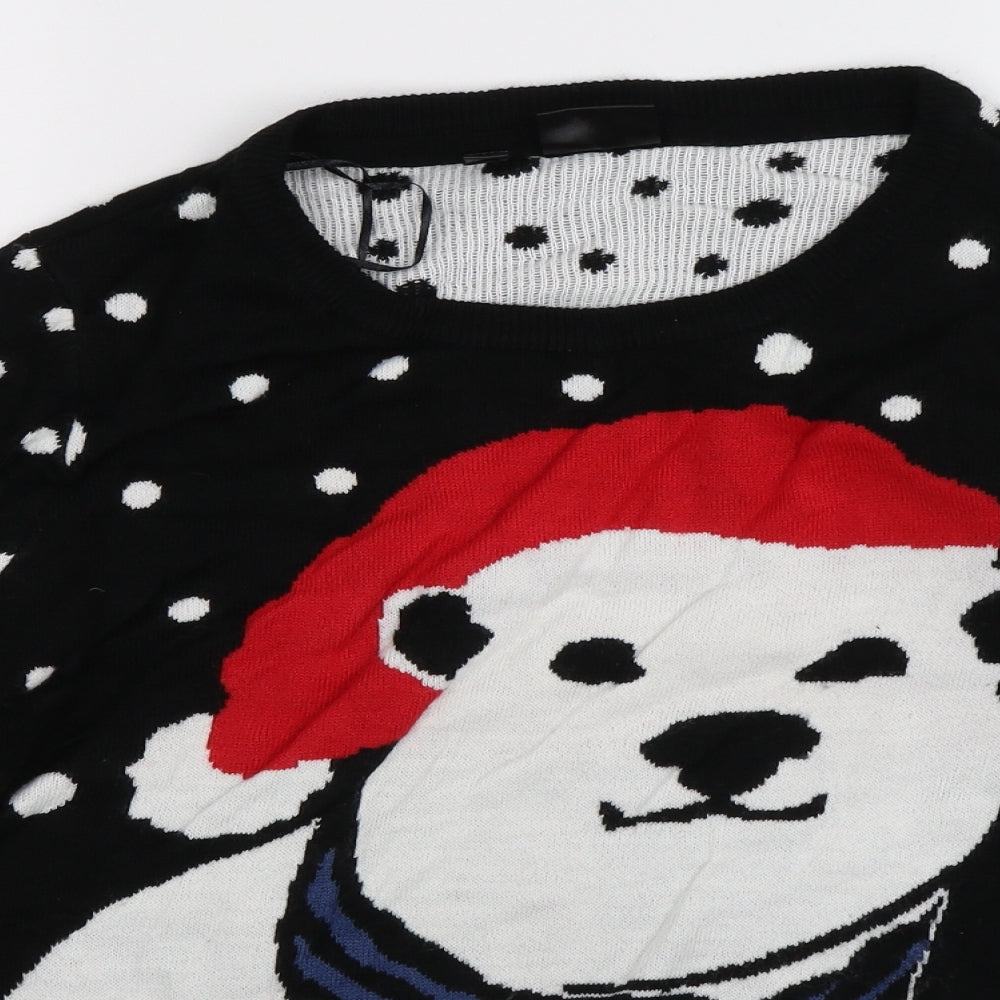 bonprix Womens Black  Knit Pullover Jumper Size S  - Christmas