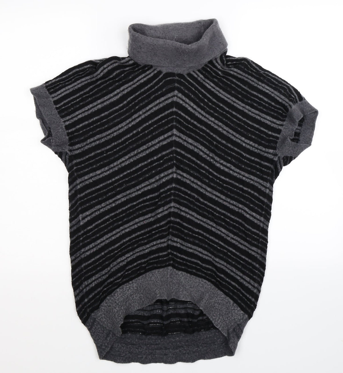 POL Womens Black Striped Knit Pullover Jumper Size S