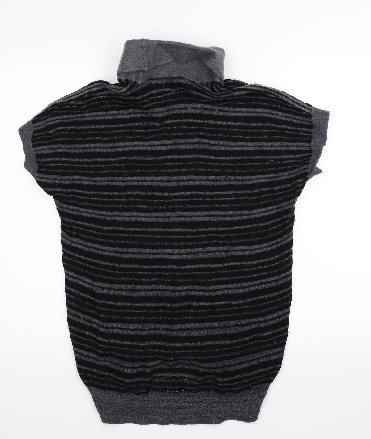 POL Womens Black Striped Knit Pullover Jumper Size S