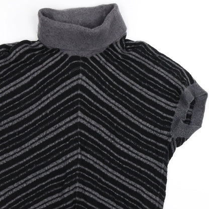 POL Womens Black Striped Knit Pullover Jumper Size S