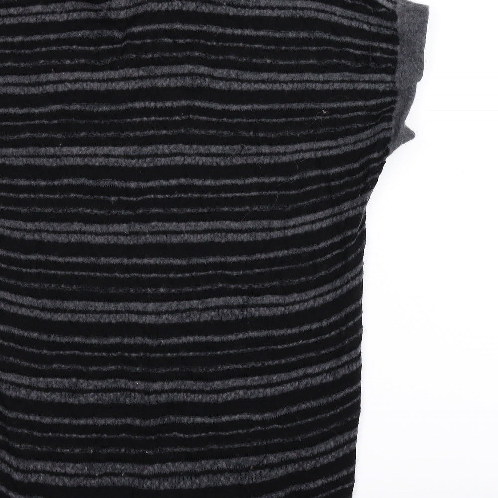 POL Womens Black Striped Knit Pullover Jumper Size S