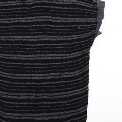 POL Womens Black Striped Knit Pullover Jumper Size S