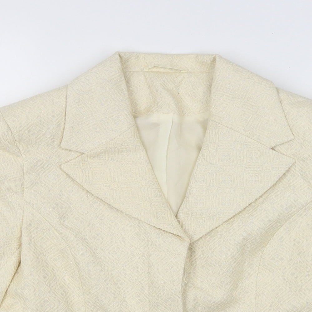 Littlewoods Womens Ivory Geometric  Jacket Suit Jacket Size 10