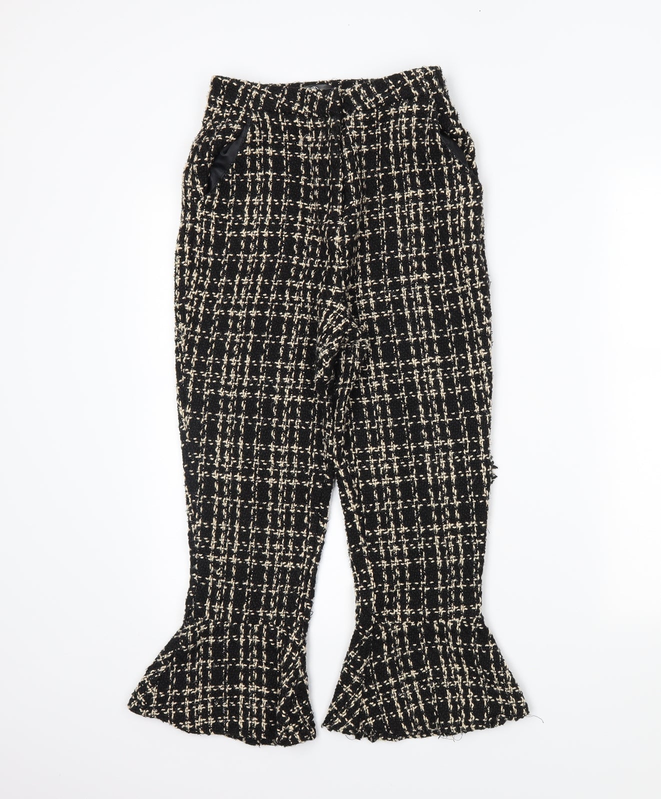 Missguided Womens Black Plaid  Trousers  Size 8 L22 in