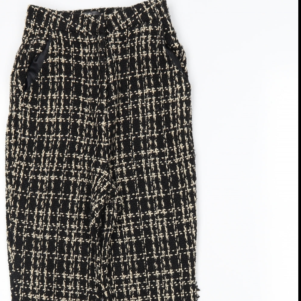 Missguided Womens Black Plaid  Trousers  Size 8 L22 in