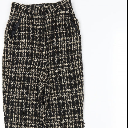 Missguided Womens Black Plaid  Trousers  Size 8 L22 in
