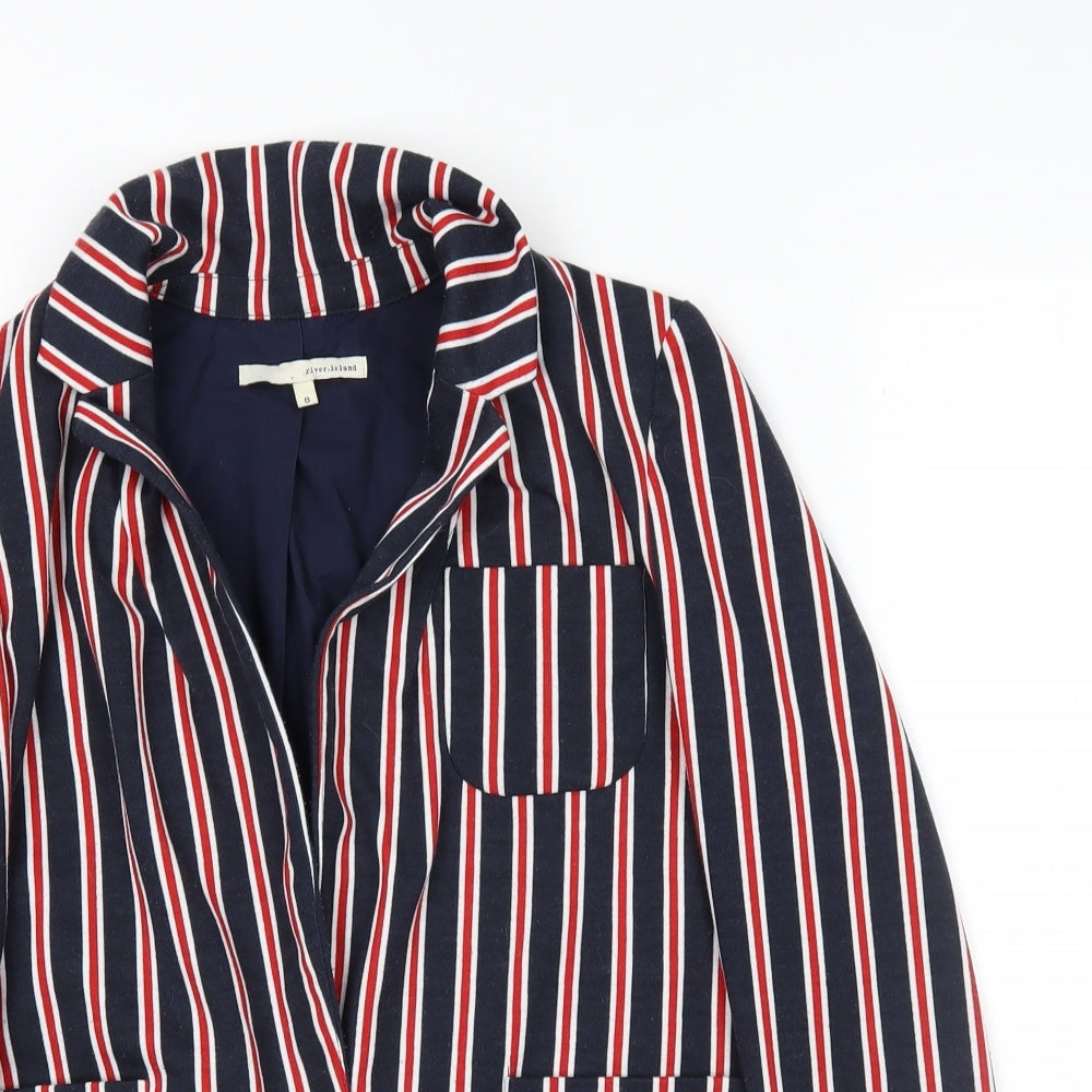 River Island Womens Blue Striped  Cardigan Jumper Size 8
