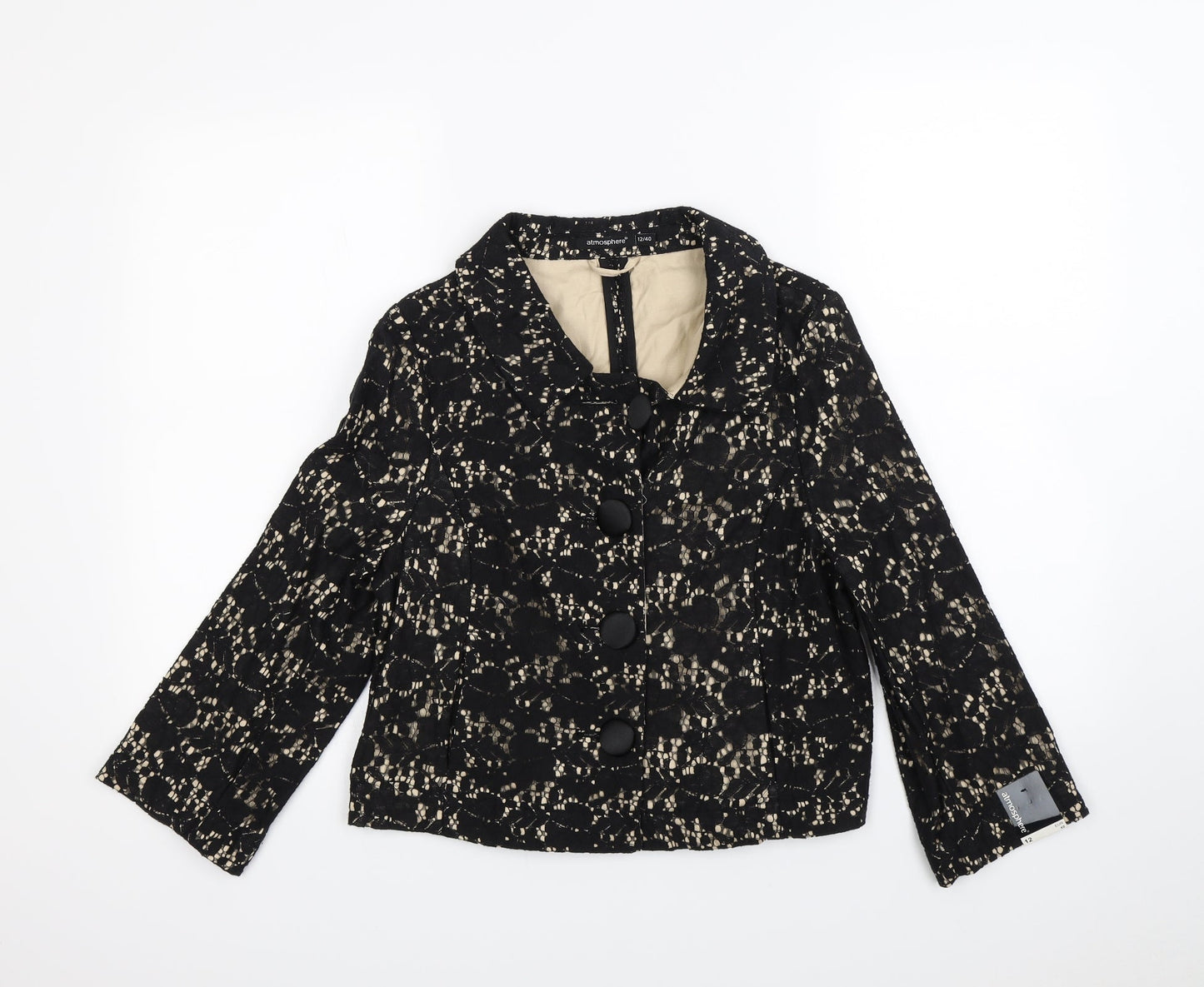 Atmosphere Womens Black Floral  Jacket Blazer Size 12