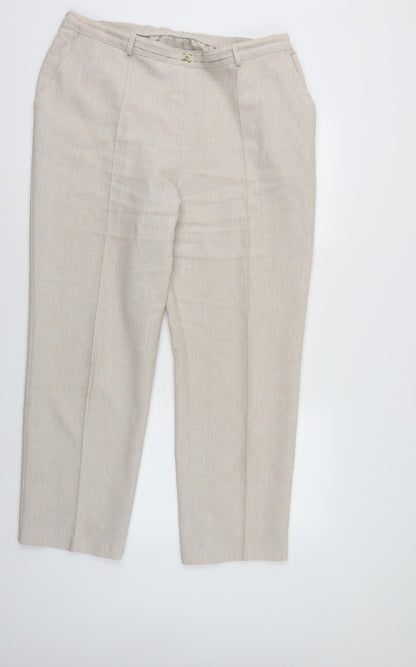Womens UK Size 18 Marks and Spencer Regular Fit  Ivory Trousers