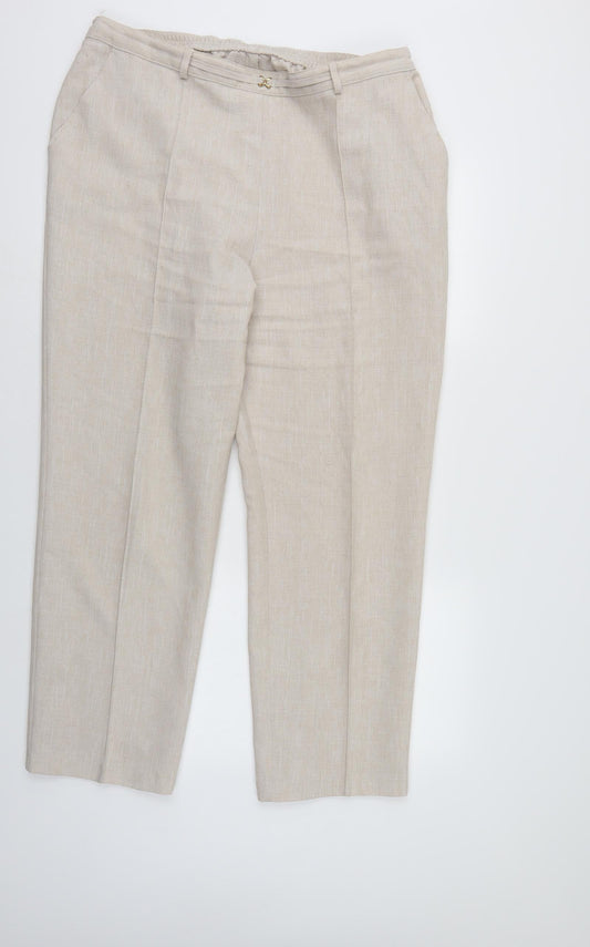 Womens UK Size 18 Marks and Spencer Regular Fit  Ivory Trousers