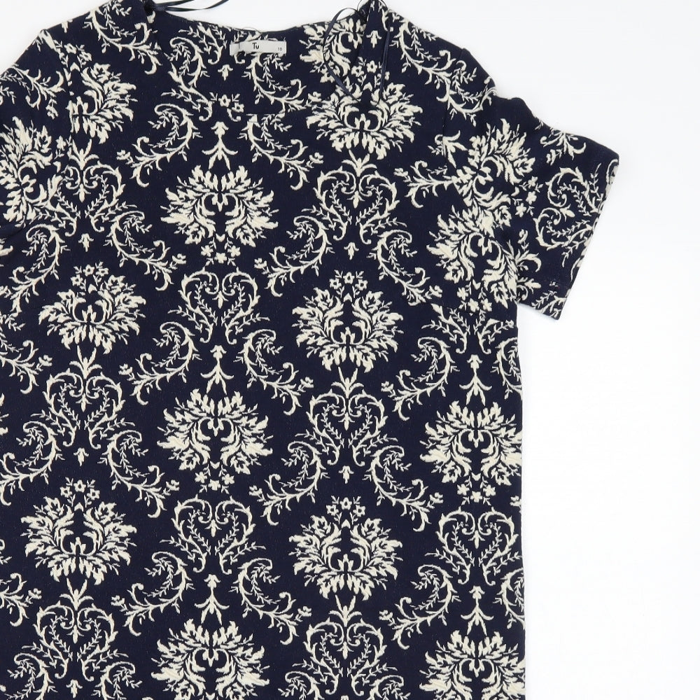 TU Womens Blue Floral  Pencil Dress  Size 10