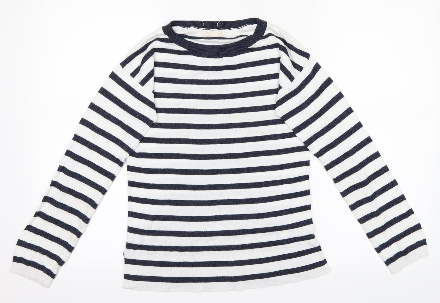 Cape Daisy Womens Black Striped  Basic T-Shirt Size 8