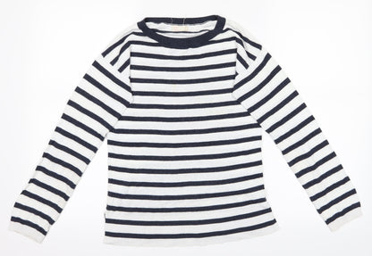 Cape Daisy Womens Black Striped  Basic T-Shirt Size 8