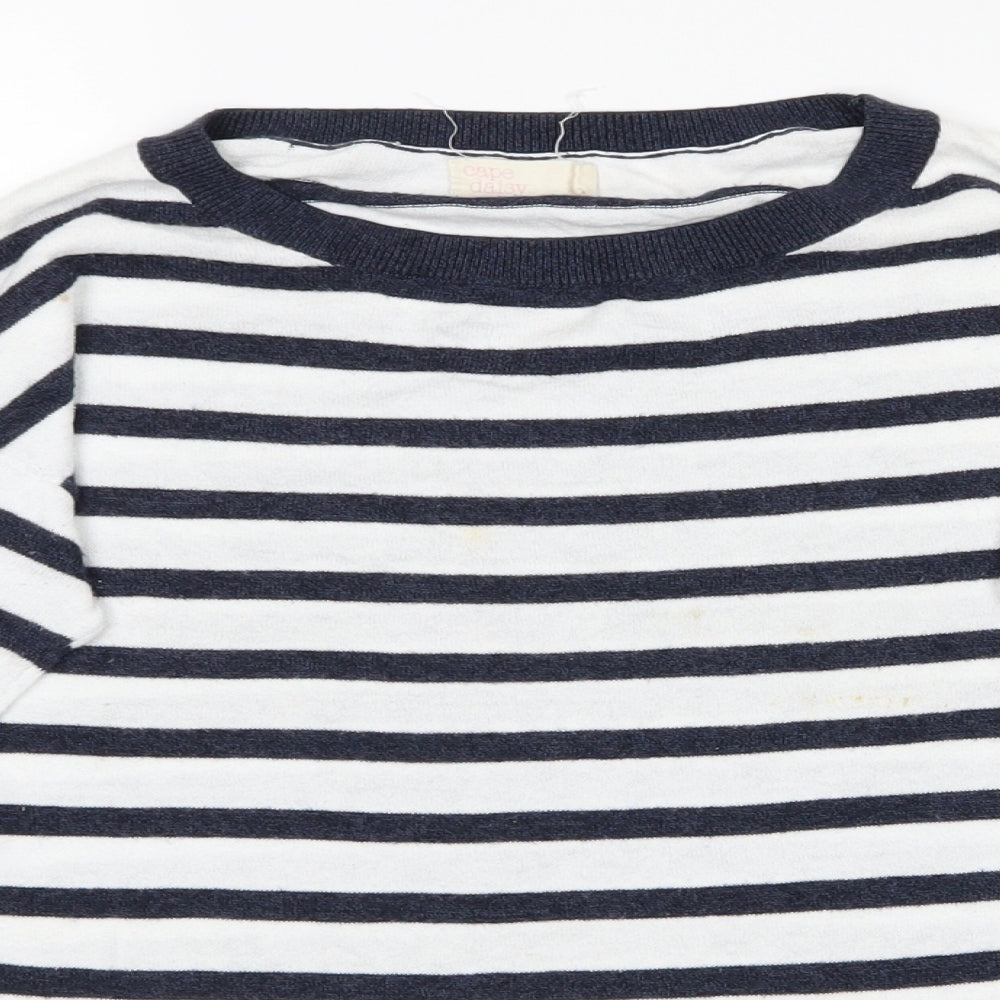 Cape Daisy Womens Black Striped  Basic T-Shirt Size 8