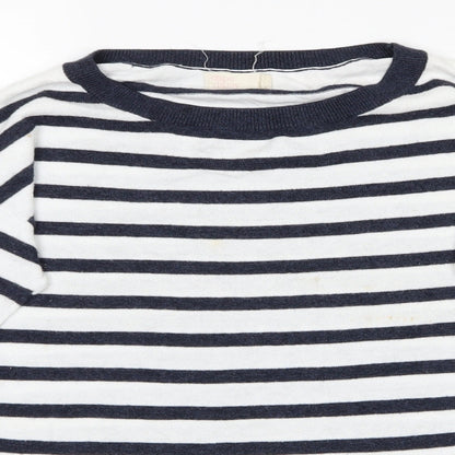 Cape Daisy Womens Black Striped  Basic T-Shirt Size 8