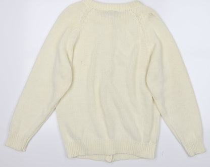 Trendy Womens White   Cardigan Jumper Size M