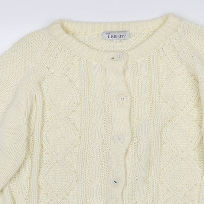 Trendy Womens White   Cardigan Jumper Size M