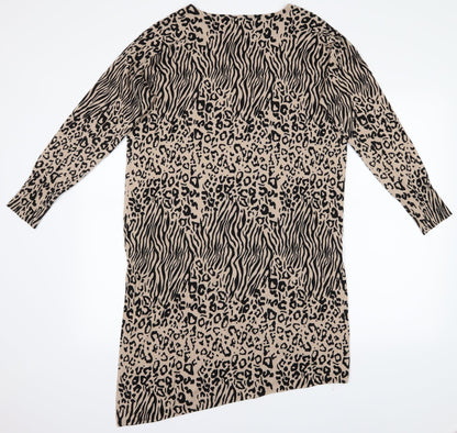 Debenhams Womens Brown Animal Print  Shirt Dress  Size 14