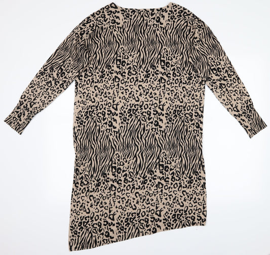 Debenhams Womens Brown Animal Print  Shirt Dress  Size 14