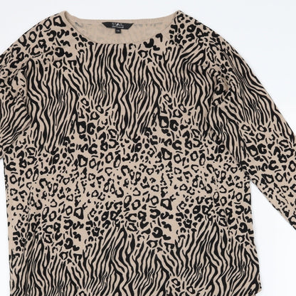 Debenhams Womens Brown Animal Print  Shirt Dress  Size 14