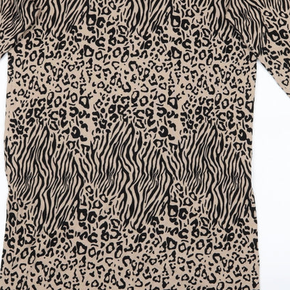 Debenhams Womens Brown Animal Print  Shirt Dress  Size 14