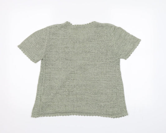 BM casual Womens Green Striped Knit Pullover Jumper Size S