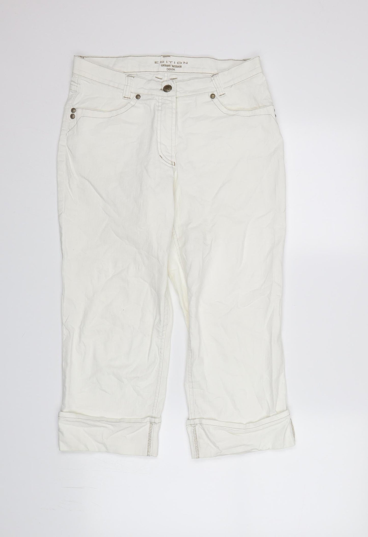 Gerry Weber Womens White   Cropped Trousers  L21 in